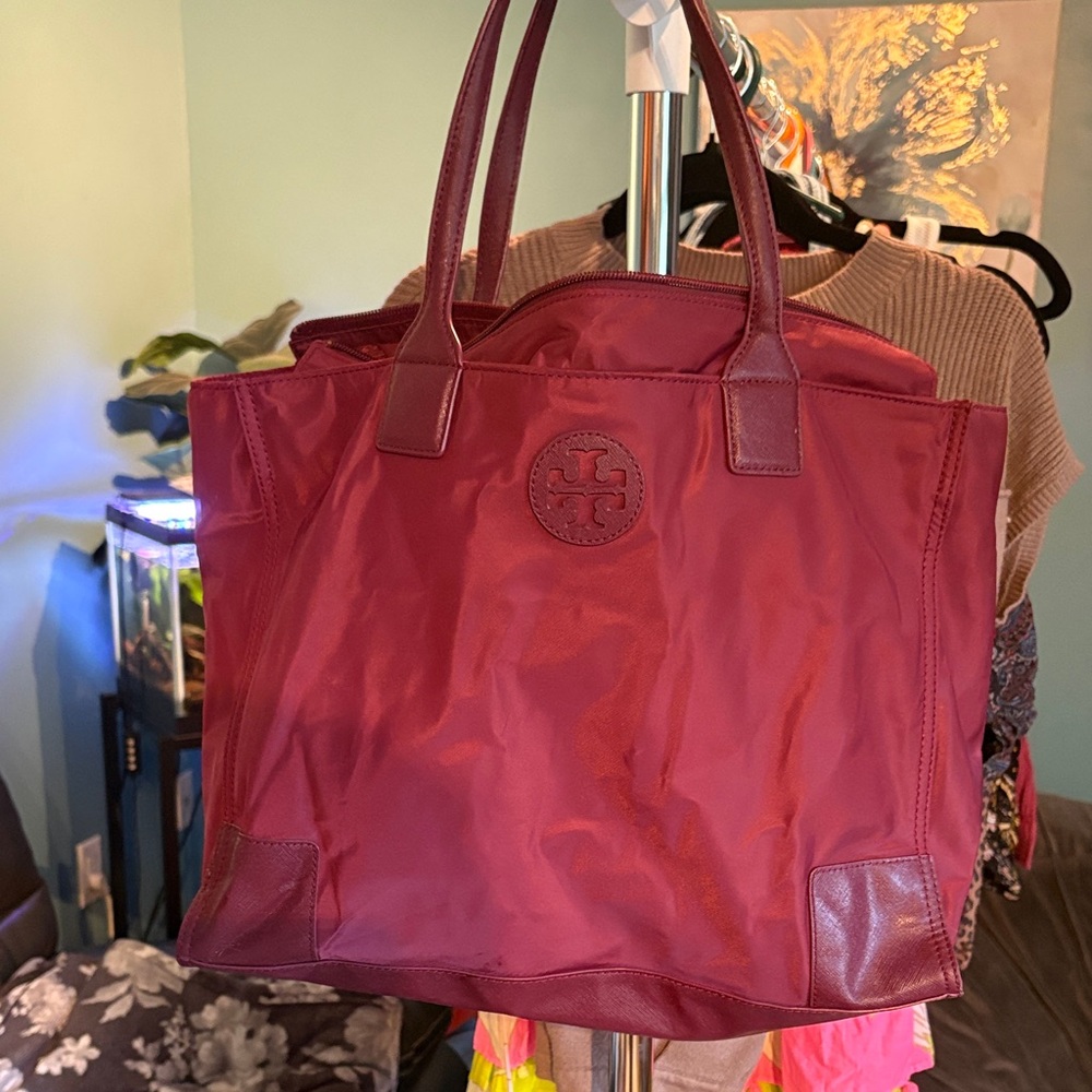 Tory Burch Deep Red Nylon Tote